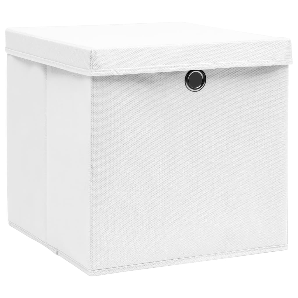 Cajas de almacenamiento de Vidaxl con tapa 10 st 28x28x28 cm blanco