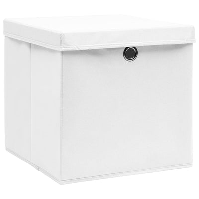 Scatole di archiviazione Vidaxl con coperchio 10 ST 28x28x28 cm bianco