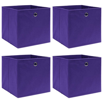 Cajas de almacenamiento de Vidaxl 4 PCS 28x28x28 cm de tela no tejida púrpura