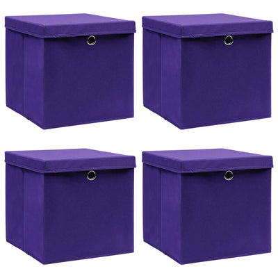VidaXL Opbergboxen met deksel 4 st 28x28x28 cm paars