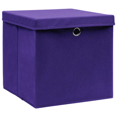 Cajas de almacenamiento de Vidaxl con tapa 4 PCS 28x28x28 cm púrpura