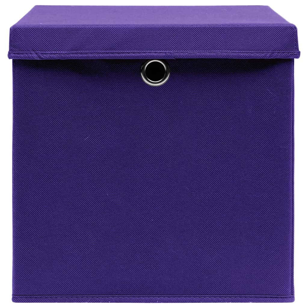 Cajas de almacenamiento de Vidaxl con tapa 4 PCS 28x28x28 cm púrpura