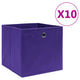 Cajas de almacenamiento de Vidaxl 10 PCS 28x28x28 cm de tela no tejida púrpura