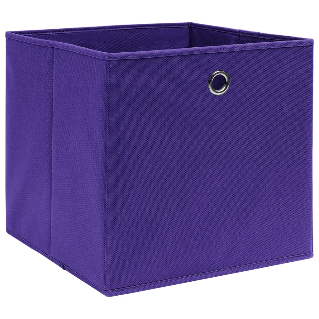 Cajas de almacenamiento de Vidaxl 10 PCS 28x28x28 cm de tela no tejida púrpura