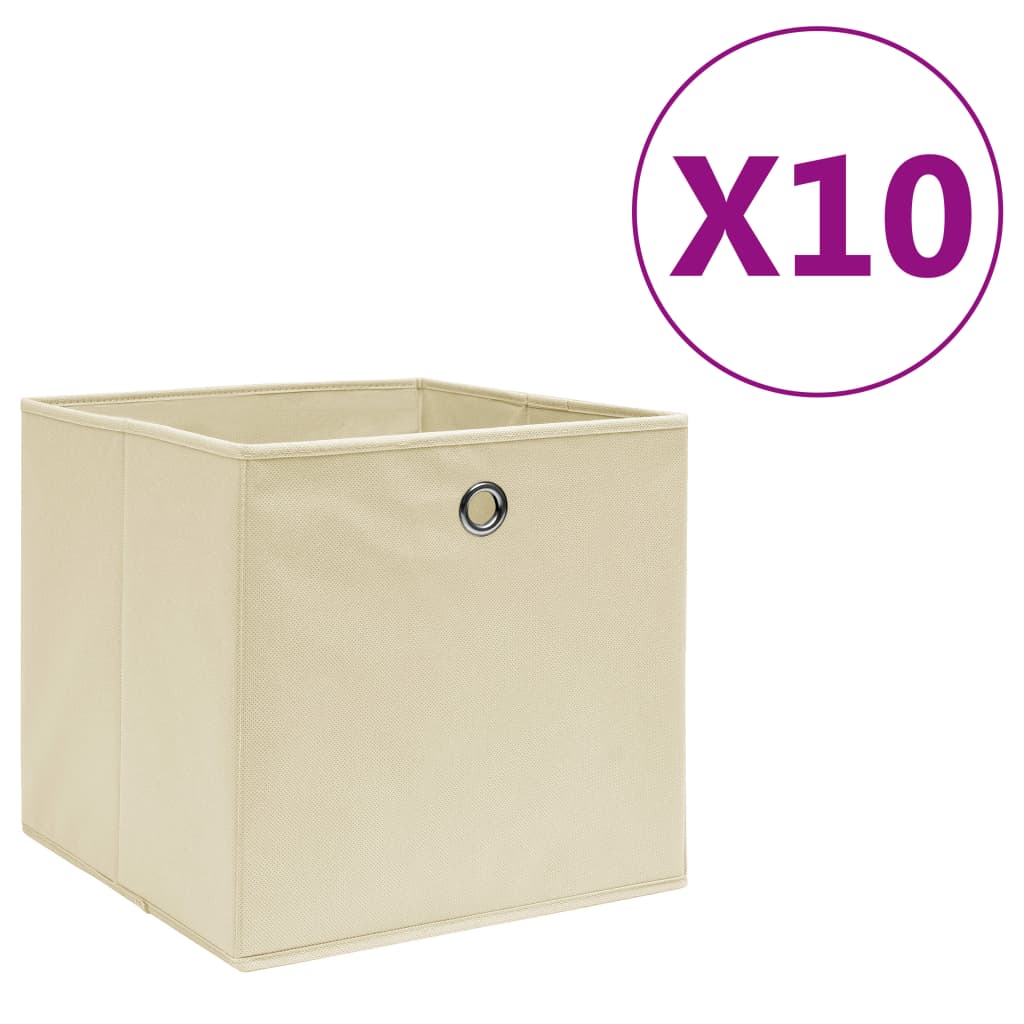 Cajas de almacenamiento de Vidaxl 10 PCS 28x28x28 cm de tela no tejida