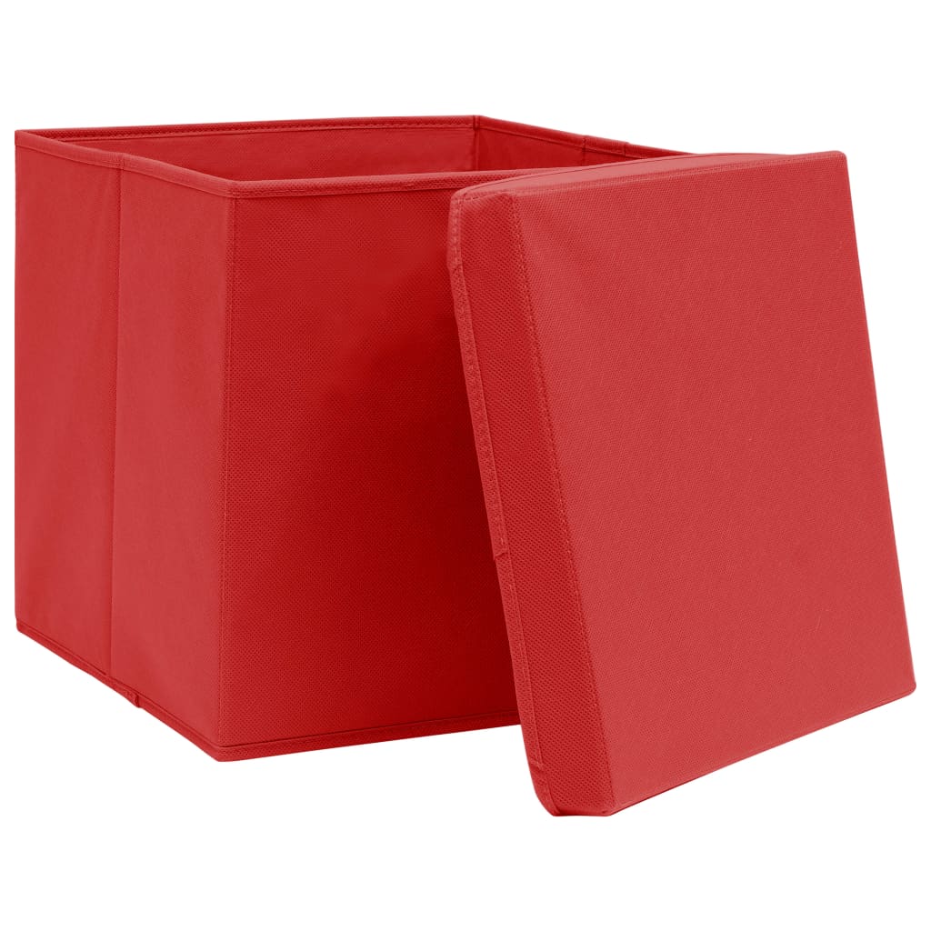 Scatole di archiviazione Vidaxl con coperchio 4 PC 28x28x28 cm rosso