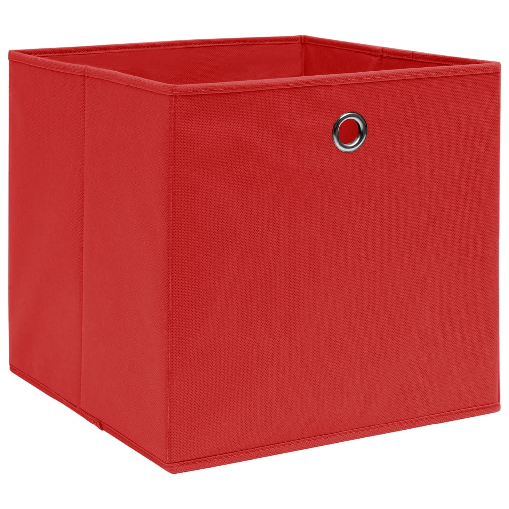 Cajas de almacenamiento de Vidaxl 10 PCS 28x28x28 cm de tela no tejida roja