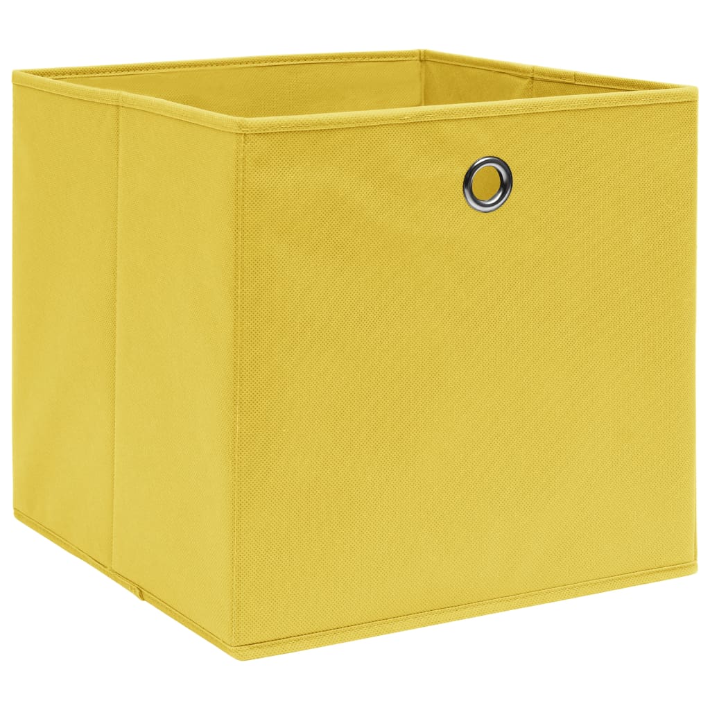 Scatole di archiviazione Vidaxl 4 pezzi 28x28x28 cm tessuto non tessuto giallo