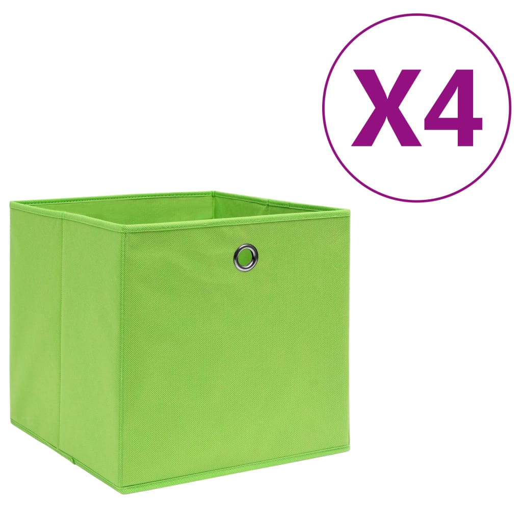 Scatole di archiviazione Vidaxl 4 pezzi 28x28x28 cm tessuto non tessuto verde