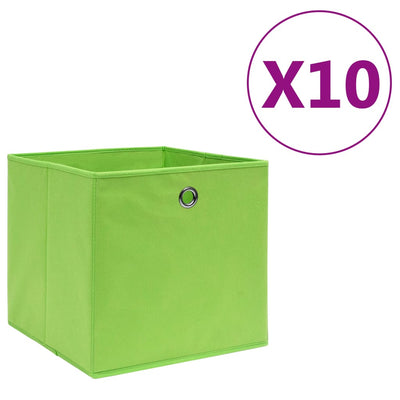 Vidaxl opbergboxen 10 st 28x28x28 cm nonwoven stof groen