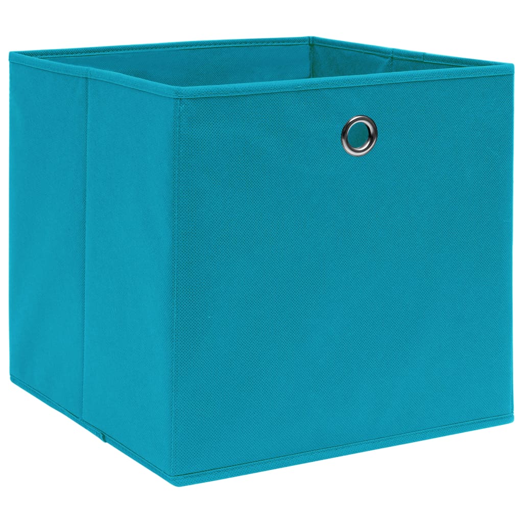 Cajas de almacenamiento de Vidaxl 10 PCS 28x28x28 cm de tela no tejida azul bebé
