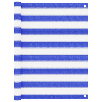 Pantalla de balcón Vidaxl 90x300 cm HDPE Azul y blanco