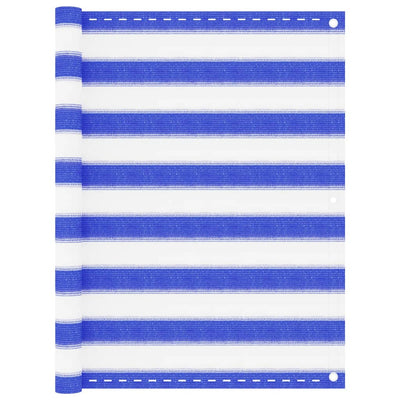 Pantalla de balcón Vidaxl 90x400 cm HDPE Azul y blanco