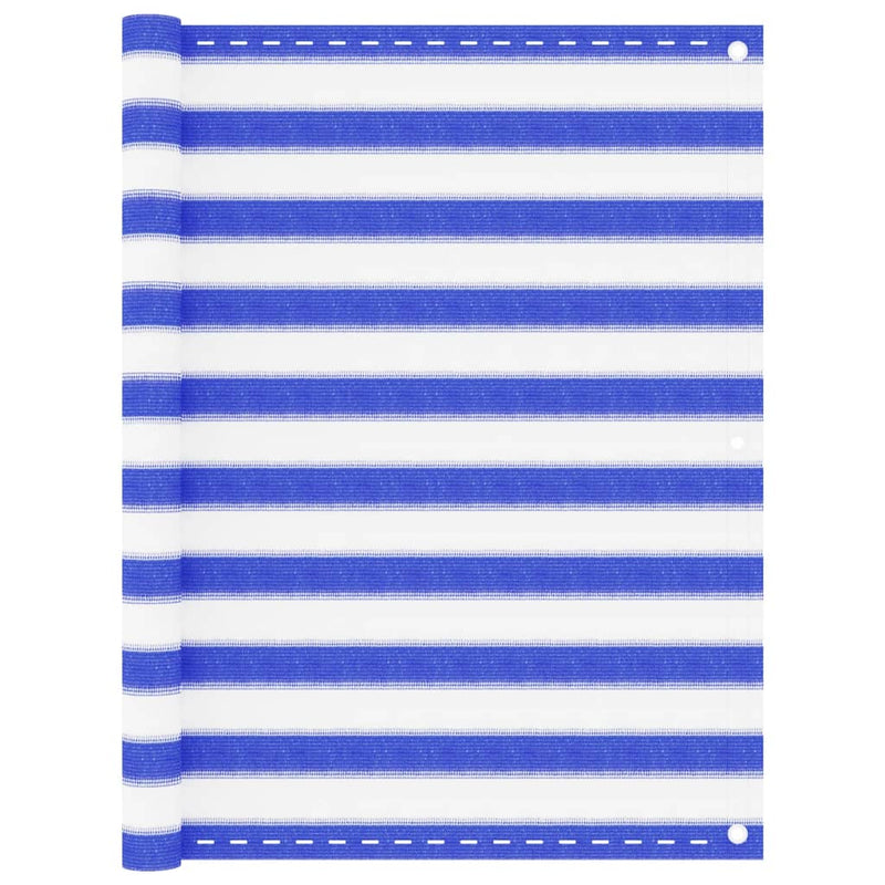 Vidaxl balkonscherm 120x300 cm hdpe blauw en wit