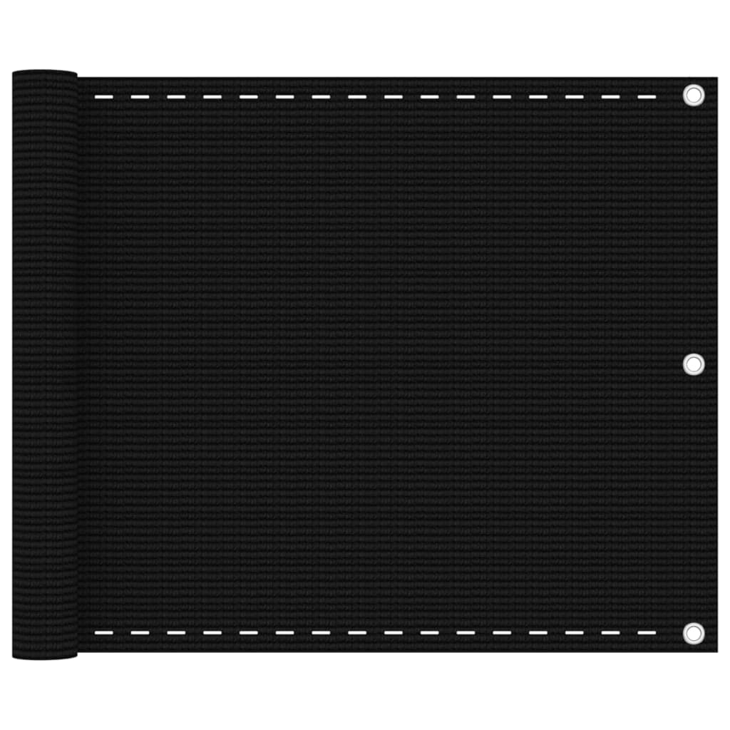 Pantalla de balcón Vidaxl 75x600 cm HDPE Negro