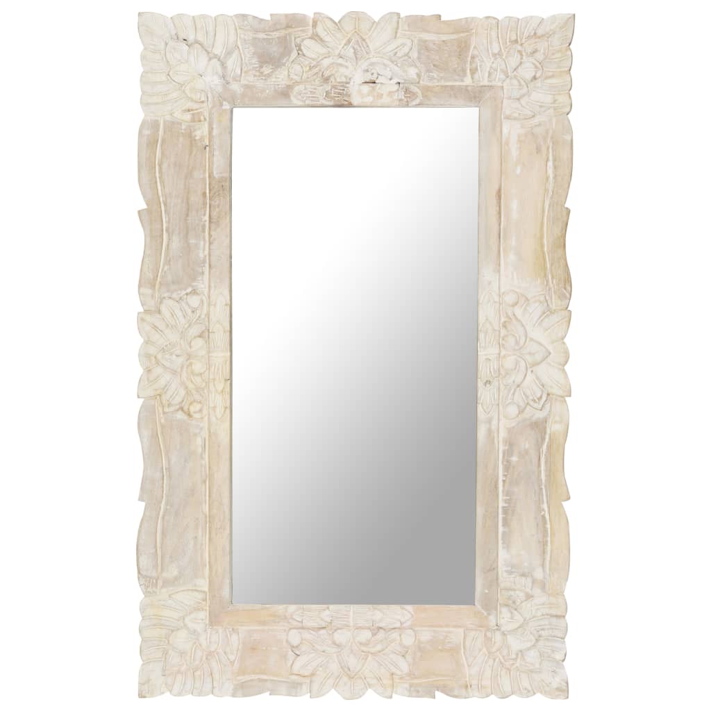 Mirror Vidaxl 80x50 cm Bianco di mango solido