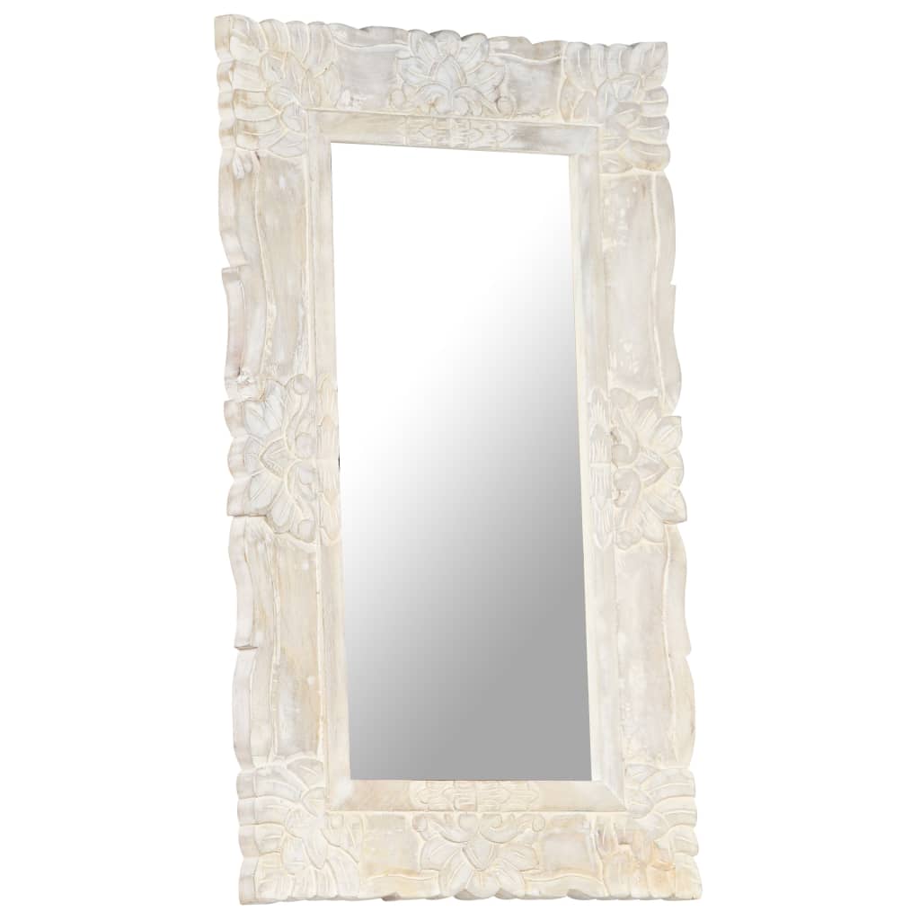 Mirror Vidaxl 80x50 cm Bianco di mango solido