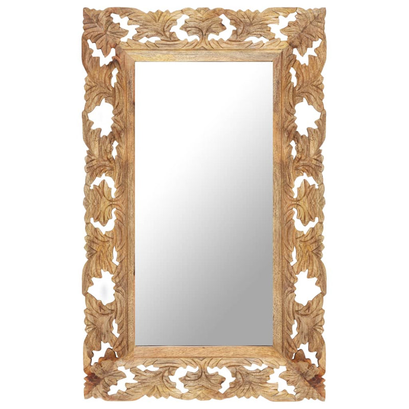 Vidaxl Mirror Hand -Cut 80x50 cm de madera de mango sólida marrón