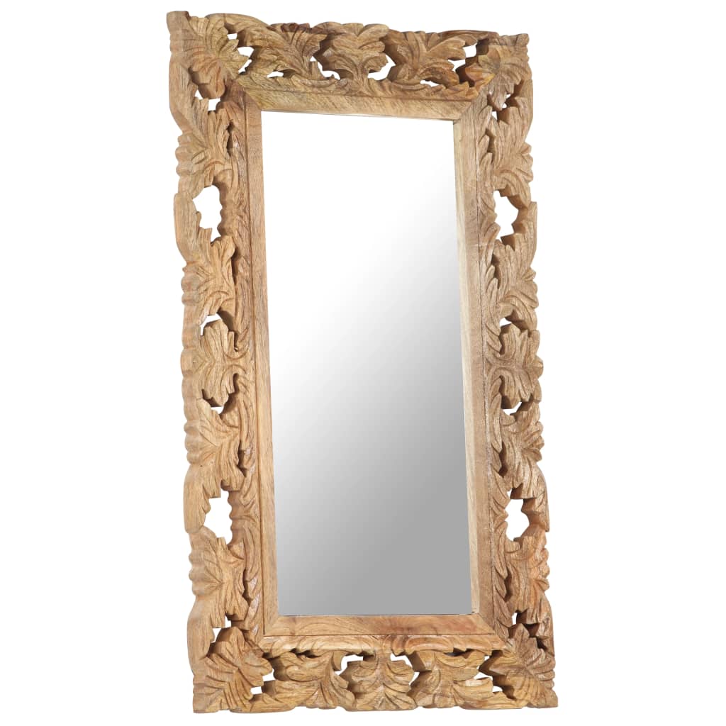 Vidaxl Mirror Hand -Cut 80x50 cm de madera de mango sólida marrón