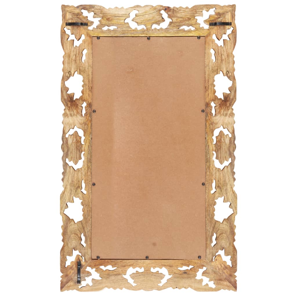 Vidaxl Mirror Hand -Cut 80x50 cm de madera de mango sólida marrón