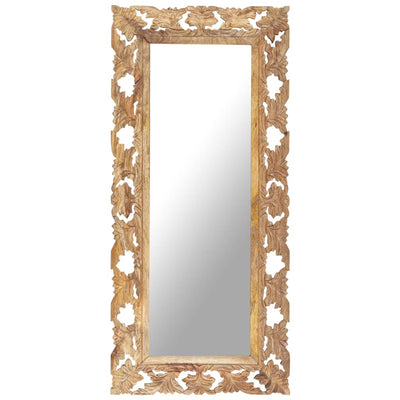 Vidaxl Mirror Hand -cut 110x50 cm marrone a mango solido