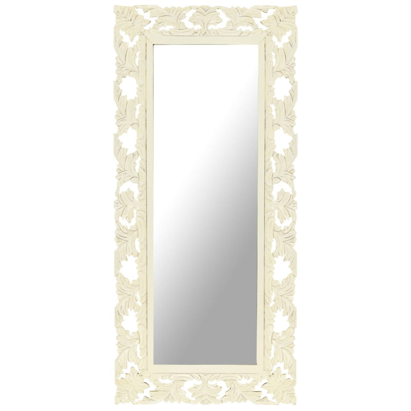 Vidaxl Mirror Hand -cut 110x50 cm Bianco di mango solido