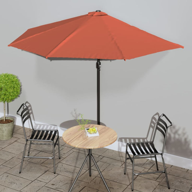 Vidaxl Balcony Parasol Half con poste de aluminio 300x155x223 cm terracota