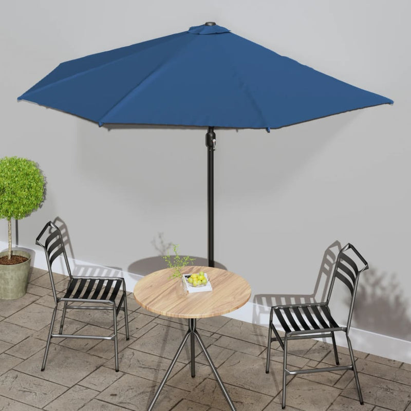 Vidaxl Balcony Parasol Half con poste de aluminio 300x155x223 cm azul