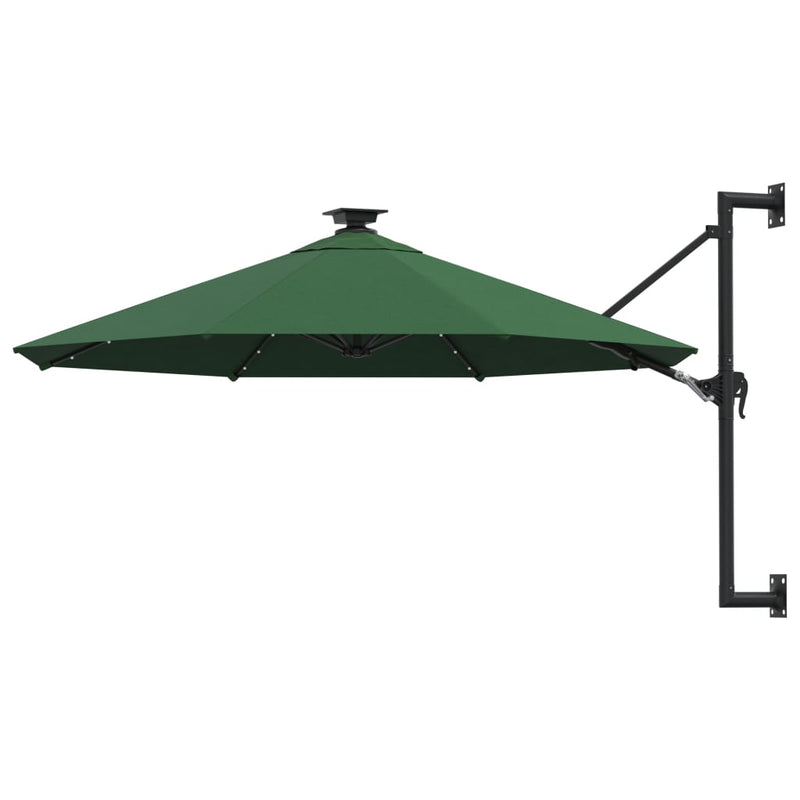 Parasol de pared Vidaxl con LED de 300 cm de verde