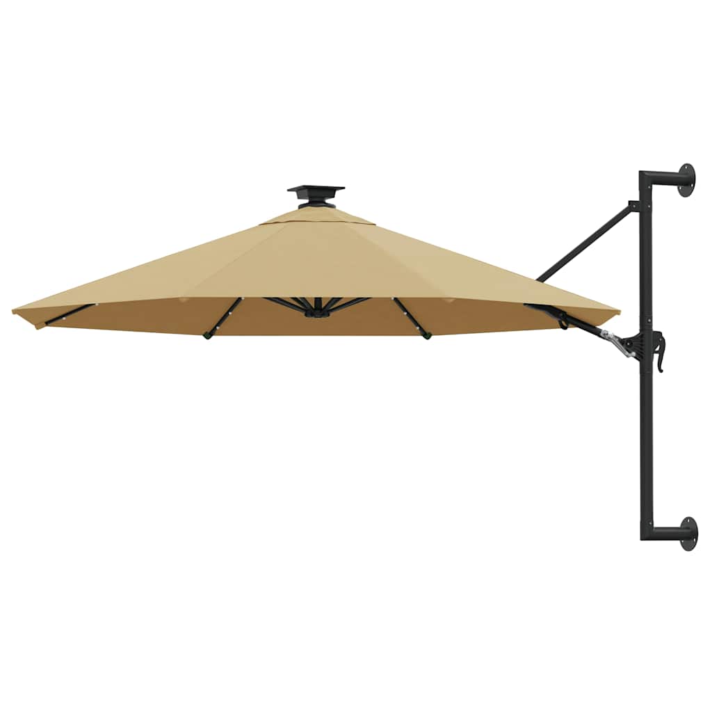 Vidaxl Wall Parasol con LED 300 cm Taupe