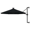 Vidaxl Wall Parasol con LED 300 cm nero