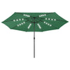 Parasol Vidaxl con iluminación LED y polo de metal de 400 cm verde