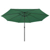 Parasol Vidaxl con iluminación LED y polo de metal de 400 cm verde