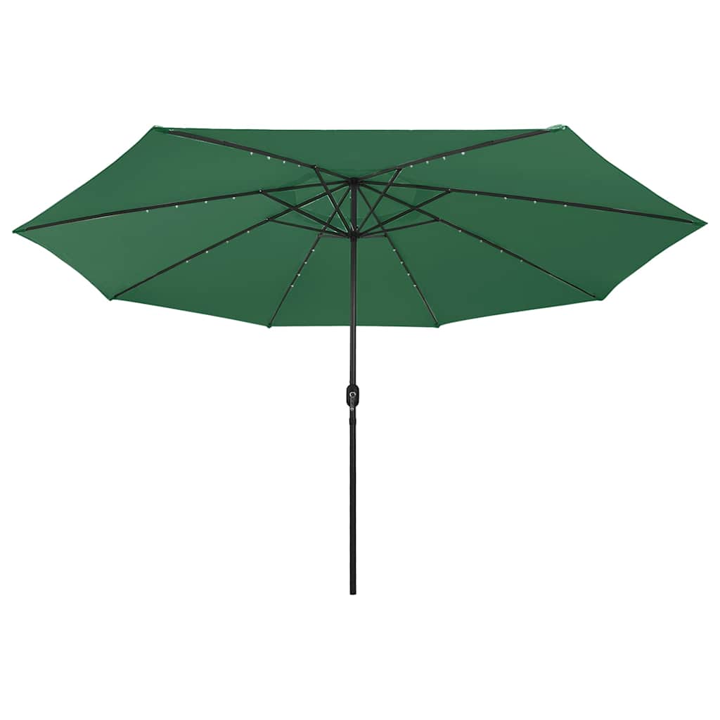 Parasol Vidaxl con iluminación LED y polo de metal de 400 cm verde