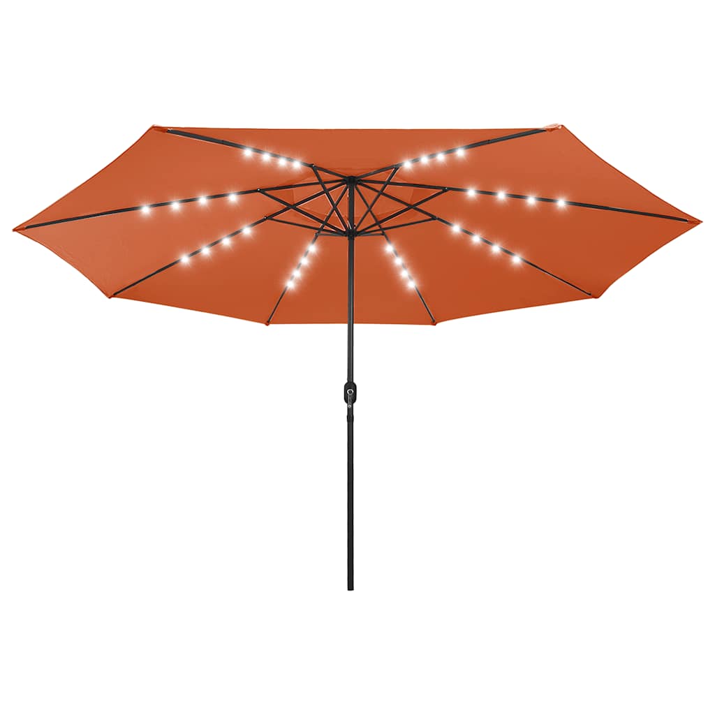 Parasol Vidaxl con iluminación LED Metal Pole 400 cm Color de terracota
