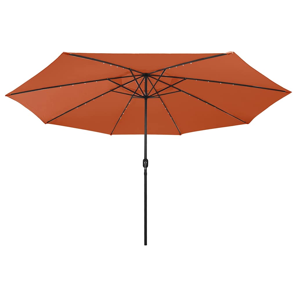Parasol Vidaxl con iluminación LED Metal Pole 400 cm Color de terracota