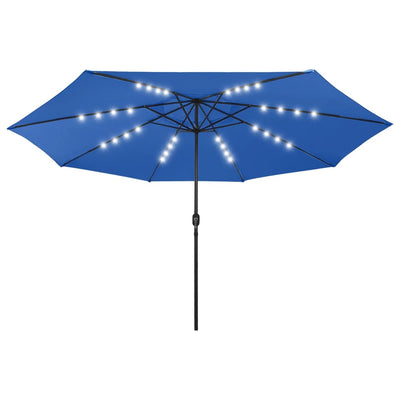 Vidaxl Parasol con iluminación LED y poste de metal de 400 cm Azure Azul