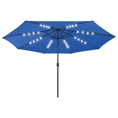 Vidaxl Parasol con iluminación LED y poste de metal de 400 cm Azure Azul