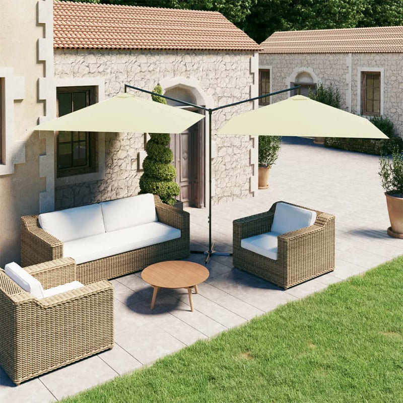 Vidaxl Parasol Double con poste de acero 600x300 cm de arena