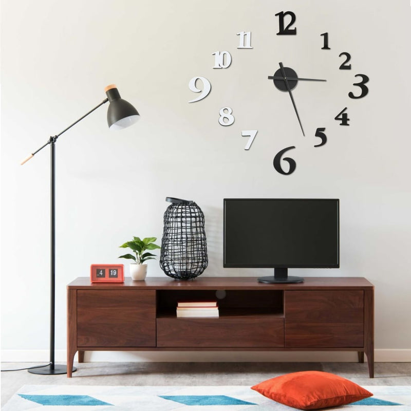 Vidaxl 3D Reloj de pared moderno XXL 100 cm en blanco y negro