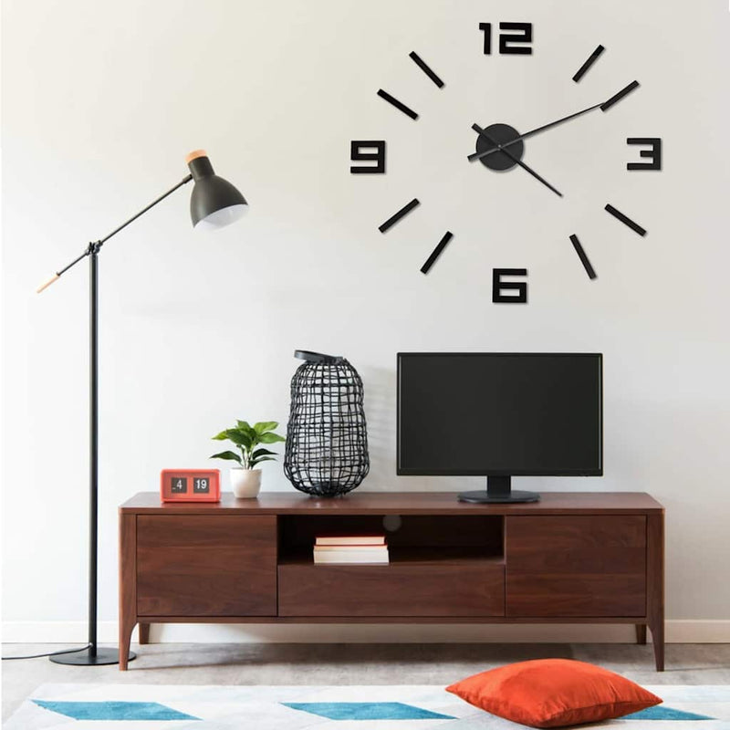 Vidaxl 3D Reloj de pared moderno xxl 100 cm negro