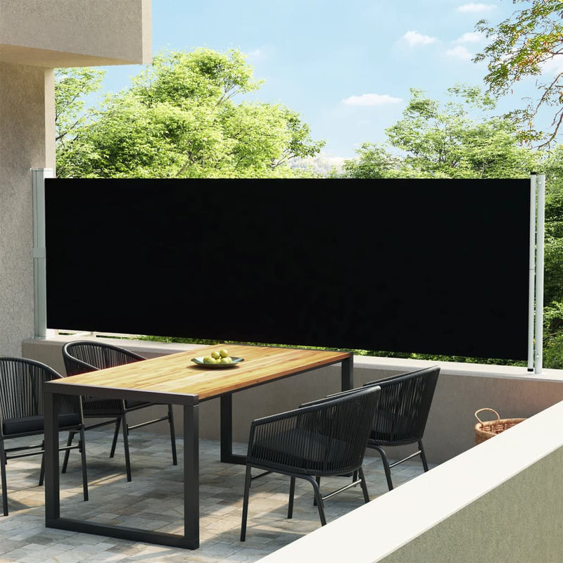 Vidaxl tuinscherm uittrekbaar 140x600 cm zwart