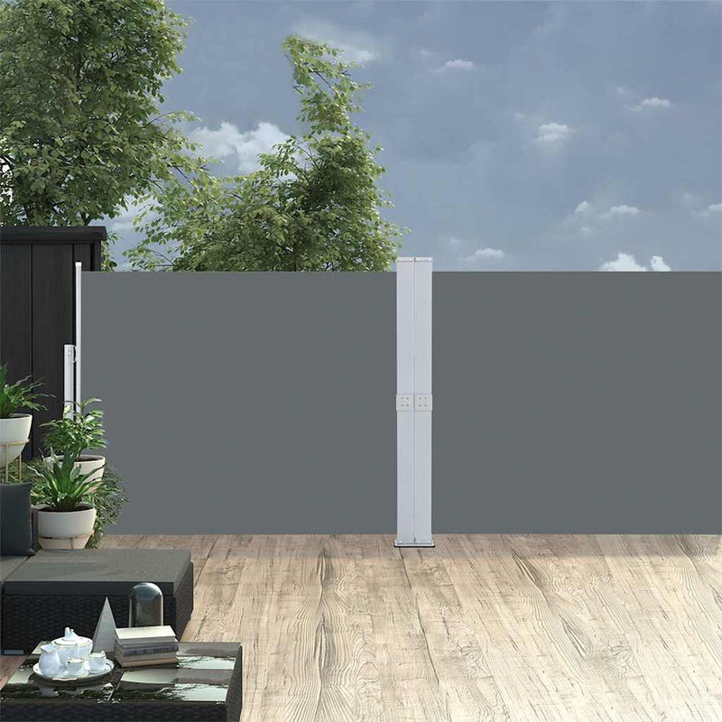 Pantalla de jardín Vidaxl extensible 140x1200 cm antracita