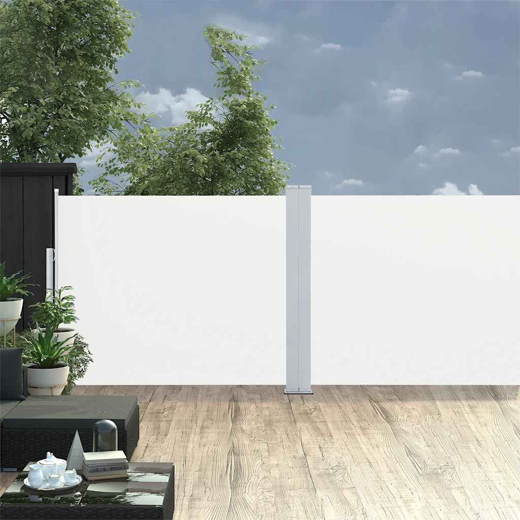 Pantalla de jardín Vidaxl extensible 170x1200 cm de crema