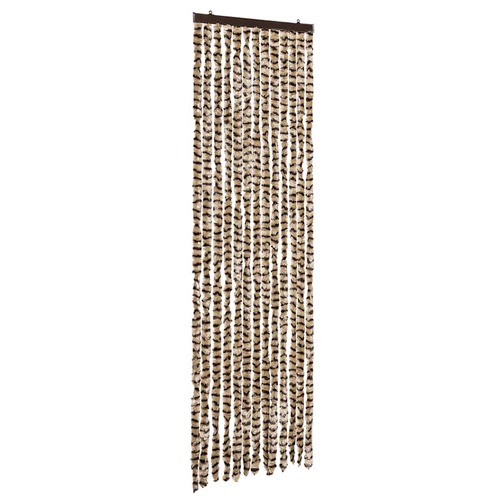 Cortina de mosca Vidaxl 56x185 cm chenille beige y marrón