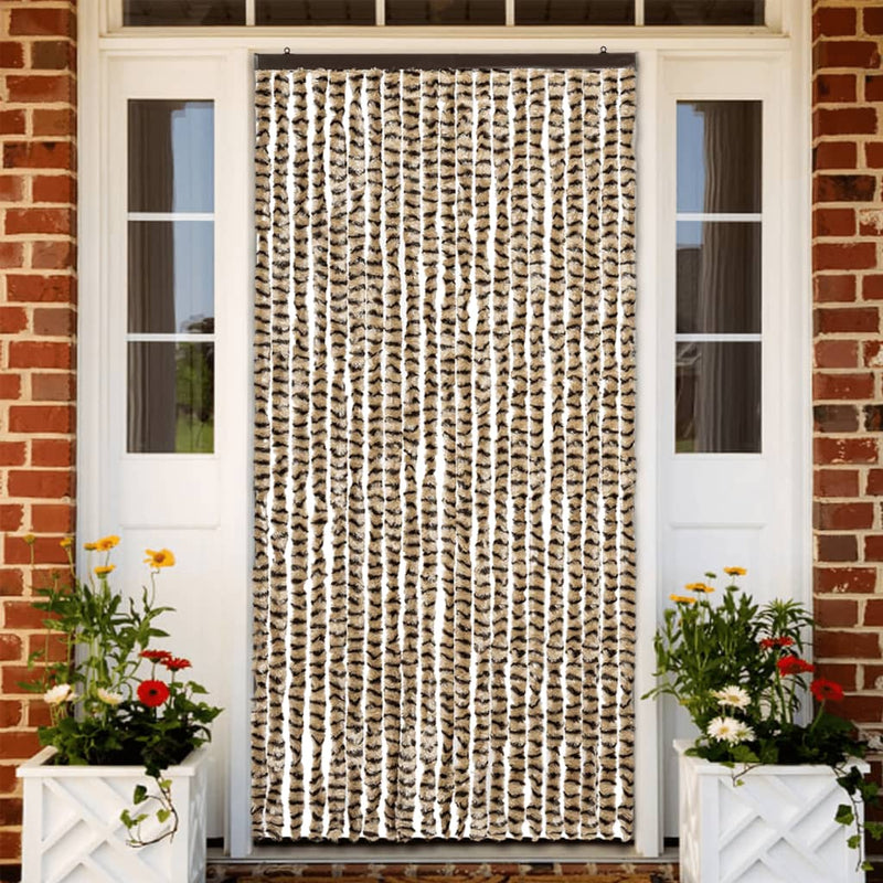 Vidaxl Fly Curtain 90x220 cm Chenille beige e Brown