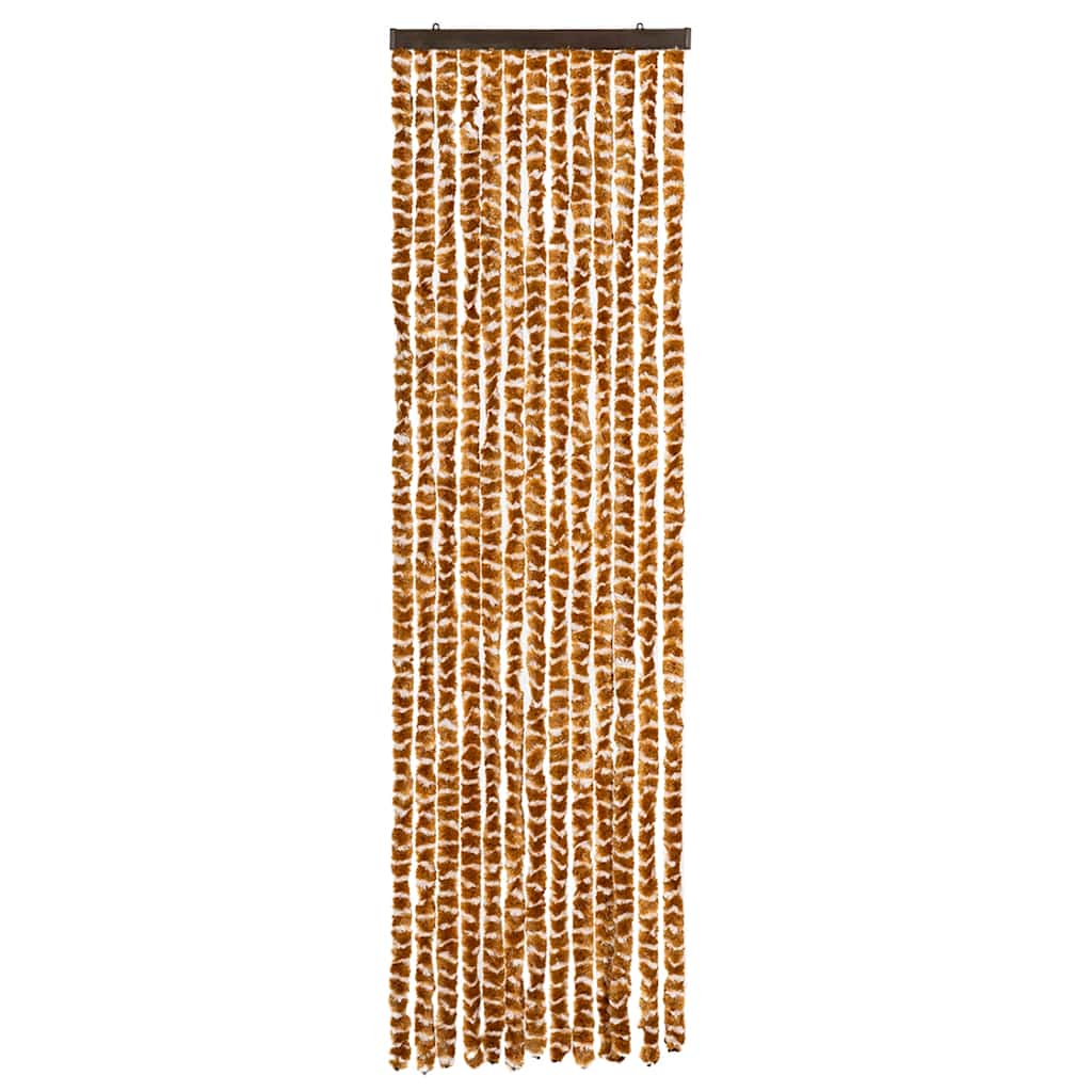 Cortina de mosca Vidaxl 56x185 cm chenille ocre y blanco
