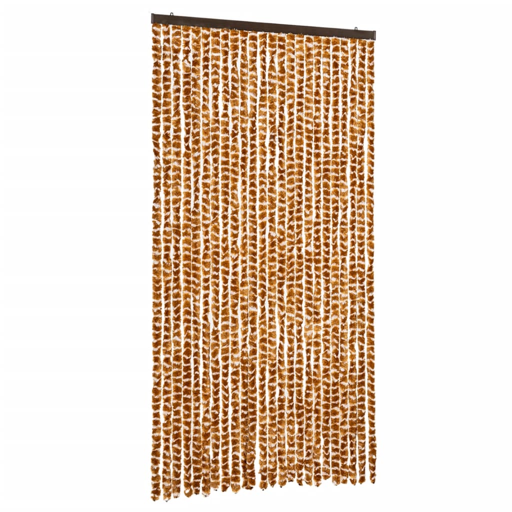 Cortina de mosca Vidaxl 100x220 cm chenille ocre y blanco