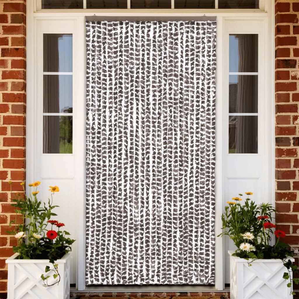 Cortina de mosca Vidaxl 100x220 cm chenille tope y blanco