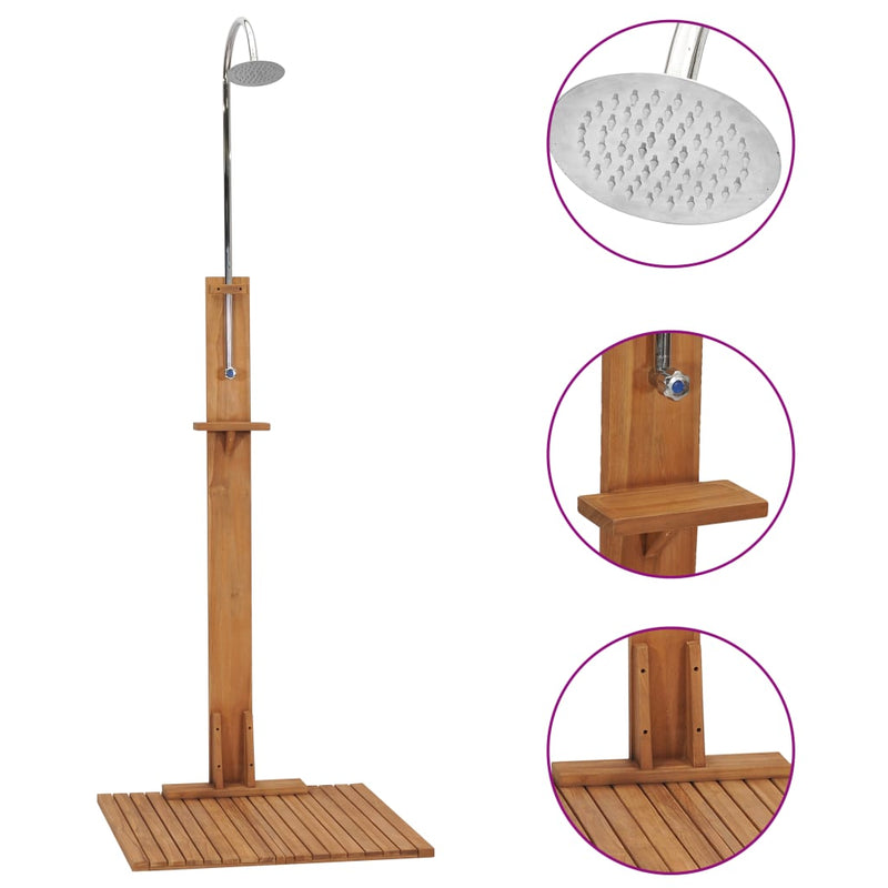 Vidaxl Ducha al aire libre 75x75x210 cm de madera de teca sólida